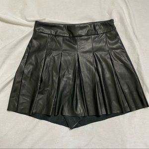 Faux Leather Pleated Skort